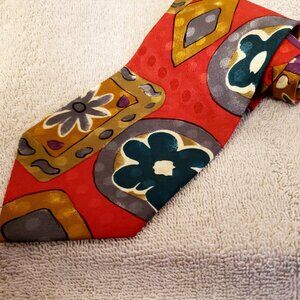Duomo Milano 100% Silk Tie – Red & Gold High‑Fashion Design – Handmade in Italy